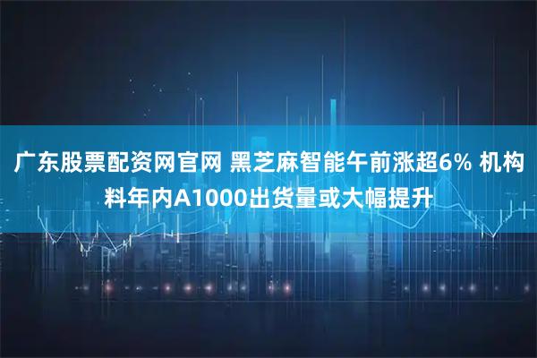 广东股票配资网官网 黑芝麻智能午前涨超6% 机构料年内A1000出货量或大幅提升